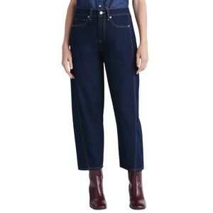 Free Assembly Women's Mid Rise Barrel Ankle Jeans, 27" Inseam, Size 16 Dark Wash